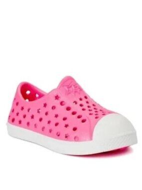 Wonder Nation Girls Toddler Size 7-8 Shoes Pink Star Cutout Slip-On Lightweight